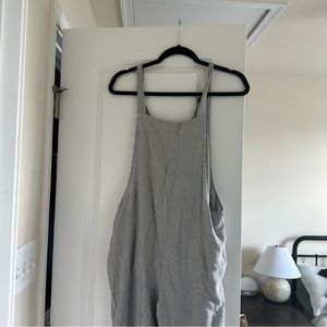 Pinstriped linen onesie jumpsuit